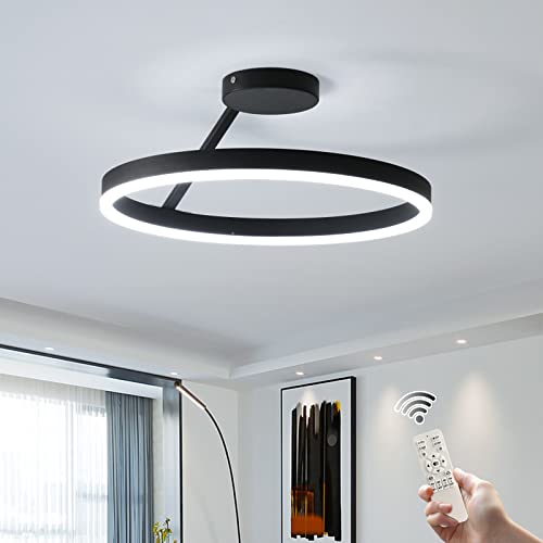 minifair Luz de techo LED moderna para restaurante, diseño nórdico, Simple, círculo, negro, montaje empotrado, luz de techo, dormitorio, cocina, iluminación del hogar