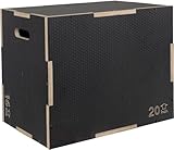 Signature Fitness 3 in 1 Non-Slip Wooden Plyo Box Plyometric Box Jumping Exercise, 16x20x24 Inches, Gray