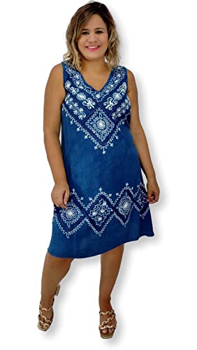 Vestido Curto Feminino Indiano Regata Estonado Bordado 2495