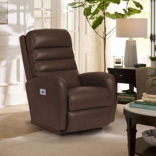 Image of La-Z-Boy Forum Power Leather Rocker Recliner w /Headrest & Lumbar, Walnut | Fully Customizable Recline with a Streamlined Design