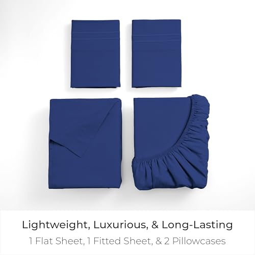Image of Mellanni Queen Sheets Set - 4 PC Iconic Collection Bedding | Hotel Luxury, Extra Soft, Cooling Bed Sheets - Wrinkle, Fade, Stain Resistant (Queen, Royal Blue)