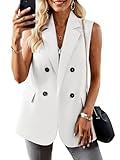 Mina Self Sleeveless Blazers Vest for Women 2025 Summer Tops Lightweight Vests Trendy Long Fashion Dressy Business Casual Work Office Ladies Womens Outerwear Blazer Women's Waistcoat White