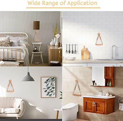 XGUOGE Toilet Roll Holder Self Adhesive Hemp Rope Toilet Paper Holder Wall Hanging Toilet Paper Holder Vintage Towel Storage Rack Rope Wooden Toilet Paper Holder for Bathroom Toilet Kitchen Decor