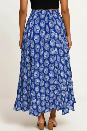 Image of Premium Long Skirt | Stylish Long Crushed Cotton & Unique Prints | Floor Length Skirt for Women | Elastic Waist Premium Maxi Skirt - Comfortable Casual Wear