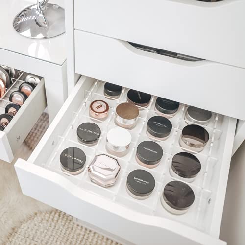 Clear Acrylic Makeup Drawer Organizer Dividers - Organizers for IKEA Alex 5 or Alex 9 Drawers, Compacts, Palettes, Bronzers, Blushers, Face Powders, Loose Powders, Eyeshadows