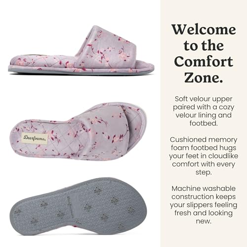 Image of Dearfoams womens Slipper Memory Foam Summer House Shoe Beatrice Terry Slide