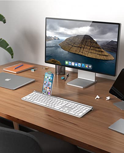 Chesona Wireless Bluetooth Keyboard For Mac, Bluetooth/Wired Dual-Mode Keyboard For Macbook Air/Pro, Imac, Ultra-Slim Rechargeable, Silent Full-Size Keyboard For Macos Ipados, Iphone Os, Silver White #TOP6