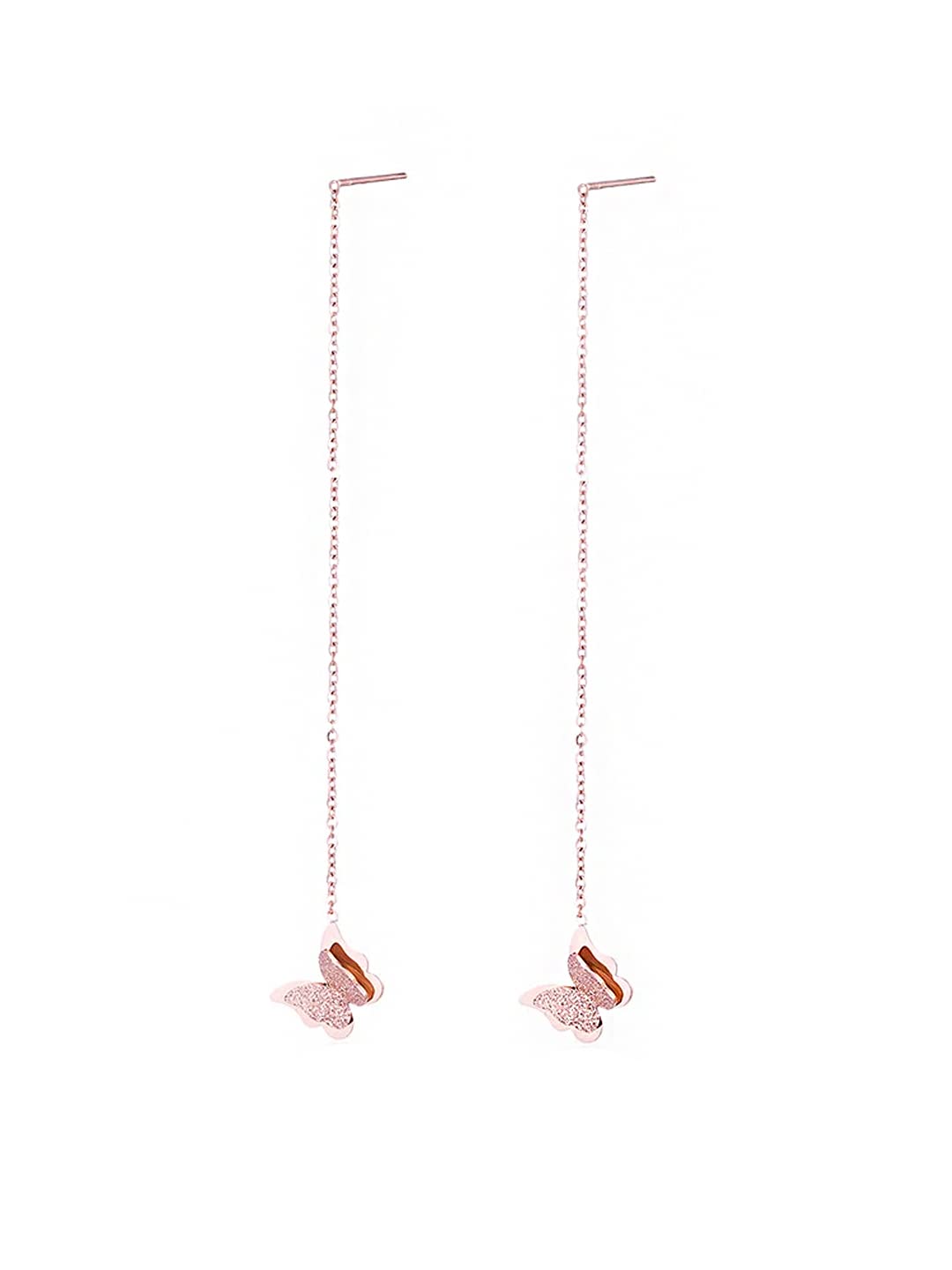 Yellow Chimes Threader Earrings for Women Western Rose Gold Plated Stainless Steel Butterfly Shaped Threader Earrings For Women and Girls Valentine Gift for Girls (B09P59THSM) Amazon Price History, Amazon Price Tracker