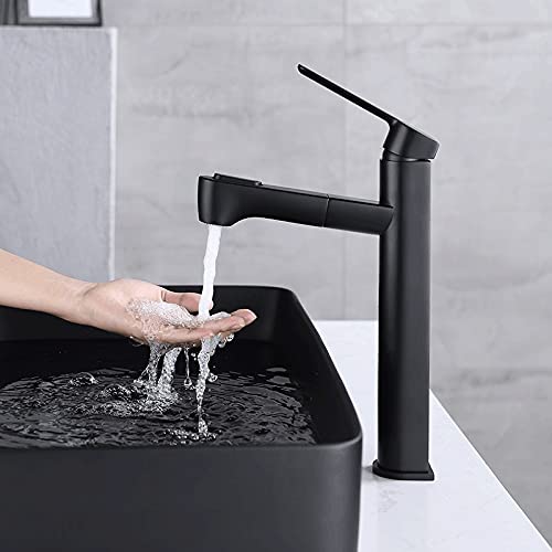 Robinet de lavabo extractible avec jet pulvérisateur eau chaude et froide