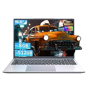 Computadora portátil de 15.6″, plateado, 3050E de doble núcleo, 16 GB de RAM, SSD de 512 GB, pantalla IPS 1080P, teclado retroiluminado con huella digital, portátil ligero para trabajo y