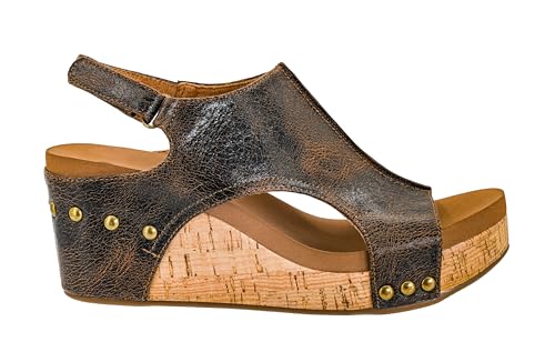 Image of Corkys Footwear Womens Carley Wedges, Featuring Corkys EVA Foam Cushioned Insoles, A 2.5 Inch Heel, Lightweight For All Day Wear, And Hook And Loop Closure