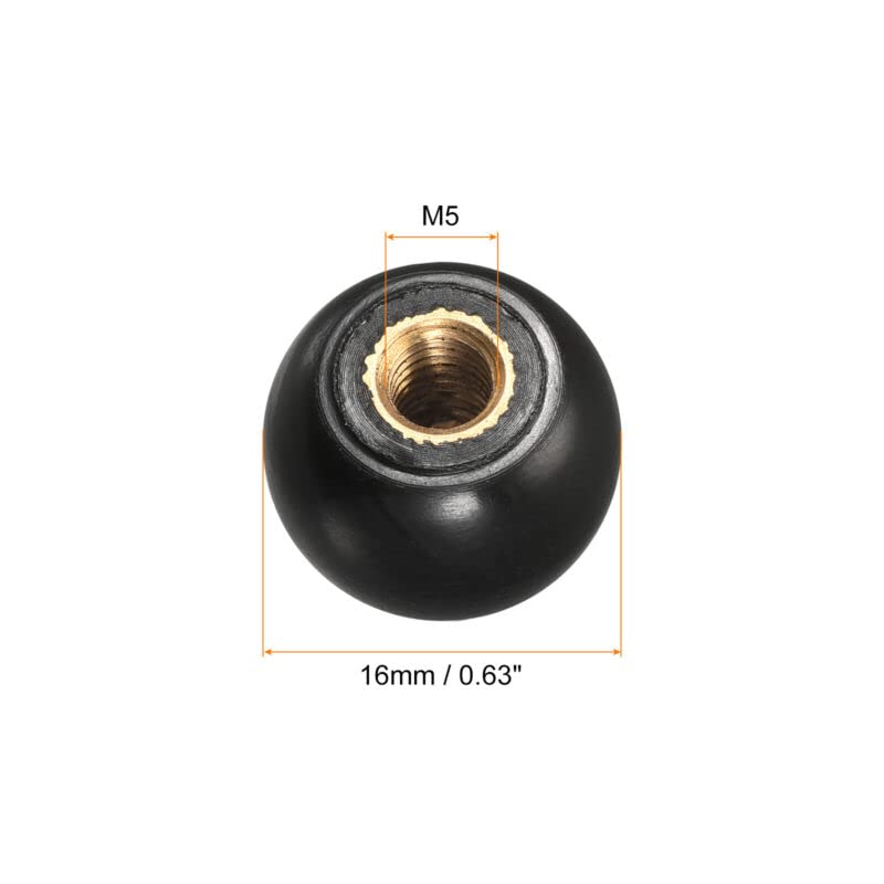 Tool parts 6Pcs Threaded Ball Knobs - M5 Female Thread Thermoset Round Ball Handles - Black