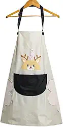 Avental de Cozinha Impermeável com Bolso Frontal e Secador Lateral – Avental Feminino Ajustável para Cozinhar e Limpeza Doméstica