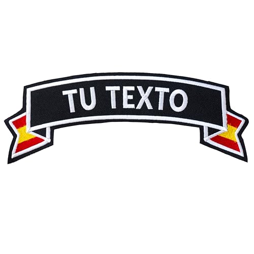 Iguana Custom Parche Bordado Personalizable con Tu Texto y Bandera de España para Chalecos Moteros y Chaquetas Moto Club Tipo Free Biker Superior con Termoadhesivo