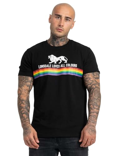 T-Shirt Lonsdale Nelson Noir XS pour Homme en Coton Sport