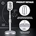 Facmogu Vintage Desktop Microphone Prop Model with Adjustable Stand, Classic Retro Style Microphone Prop Decor for Party Decoration Costume Role Play & Game Night - Silver