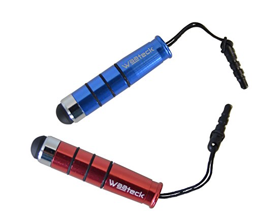 Waateck Lot de 2 Mini Stylets pour Ecran Tactile Bleu/Rouge