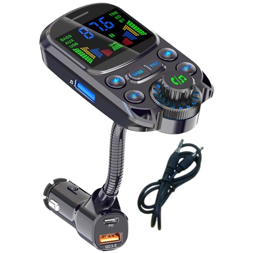 Transmetteur FM avec charge QC3.0 et lecteur musique voiture aigus clairs pour appels mains libres