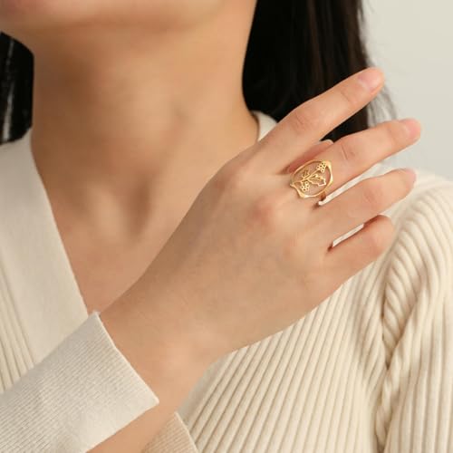 Ornament December Flower Hollow Flower 18k Stainless Steel Ring3