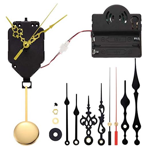 Quartz Pendulum Trigger Clock Movement Chime Music Box Completer DIY Wall Mechanism Repair Parts Replacement with 4 Pairs of Spades, Fancy, Straight Clock Hands, 6/25 in Max Dial Thickness