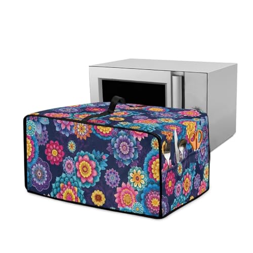 Wanyint Toaster Oven Protector Washable Dustproof Convection Oven Air Fryer Protective Case Polyester Small Appliance Cover Home Decoration, 18.5 x 14.5 x 9 Inches, Bohemian Flower Violet