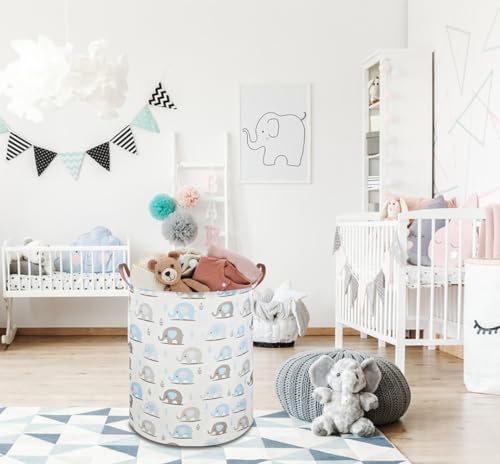 Image of NTAOHAMPER Laundry Hamper, Elephant laundry Basket, Nursery Hamper, Waterproof Storage Bin for Bedroom, Clothes Organizer Basket, Room Decor(Blue Elephant)