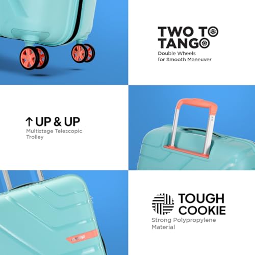 Image of American Tourister Upland Sport 55 CM Small Carry-On Luggage, Polypropylene (PP) Hardside 8 Wheels Spinner Luggage with Combination Lock, Suitcase /Trolley Bag for Travel - Blue