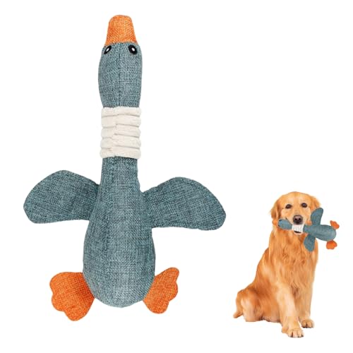MALOUSUN Hundespielzeug Unzerstörbar,Anti Stress Ente Hund,Welpenspielzeug,Pfotenstern Enten Spielzeug Hund Blau,Kuscheltier für Hunde,Weiches Dog Toys für Aggressive Kauer,Kleine,Mittlere,Große Hund