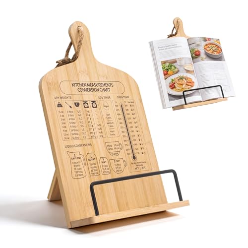 Support de livre de recettes en bois réglable avec minuterie œuf