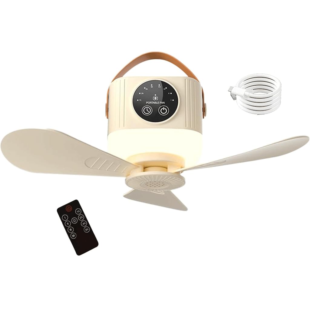 FCfpxwtz Ceiling Fan Lights, Ceiling Fan Camping Mosquito Repellent Desktop Rechargeable Remote Control Multicolor(Beige)