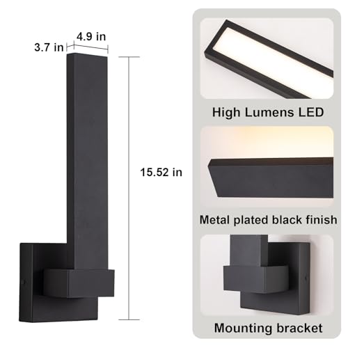Image of Modern Outdoor Wall Lights 15.5 inch LED Exterior Lighting Fixtures Patio Wall Lights Fixture Waterproof Outside Wall Sconces for Porch Yard Front Door Garage