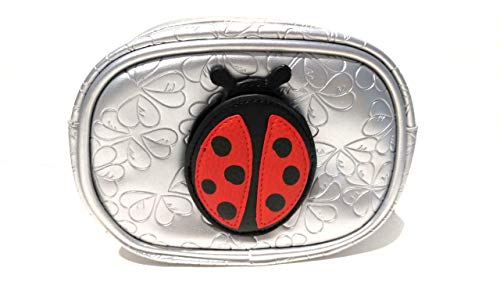 Trousse de toilette de voyage TURNOWSKY argent avec motif trèfle à quatre feuilles et miroir coccinelle + porte-clés gratuit Cover