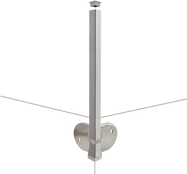 Stainless Steel 316 Grade Side Mount Glass Railing Post 36", Corner Fascia Mount Bracket, 1-1/2" x 1-1/2" Tubing 44" Long, Post End Cap, Satin Finish