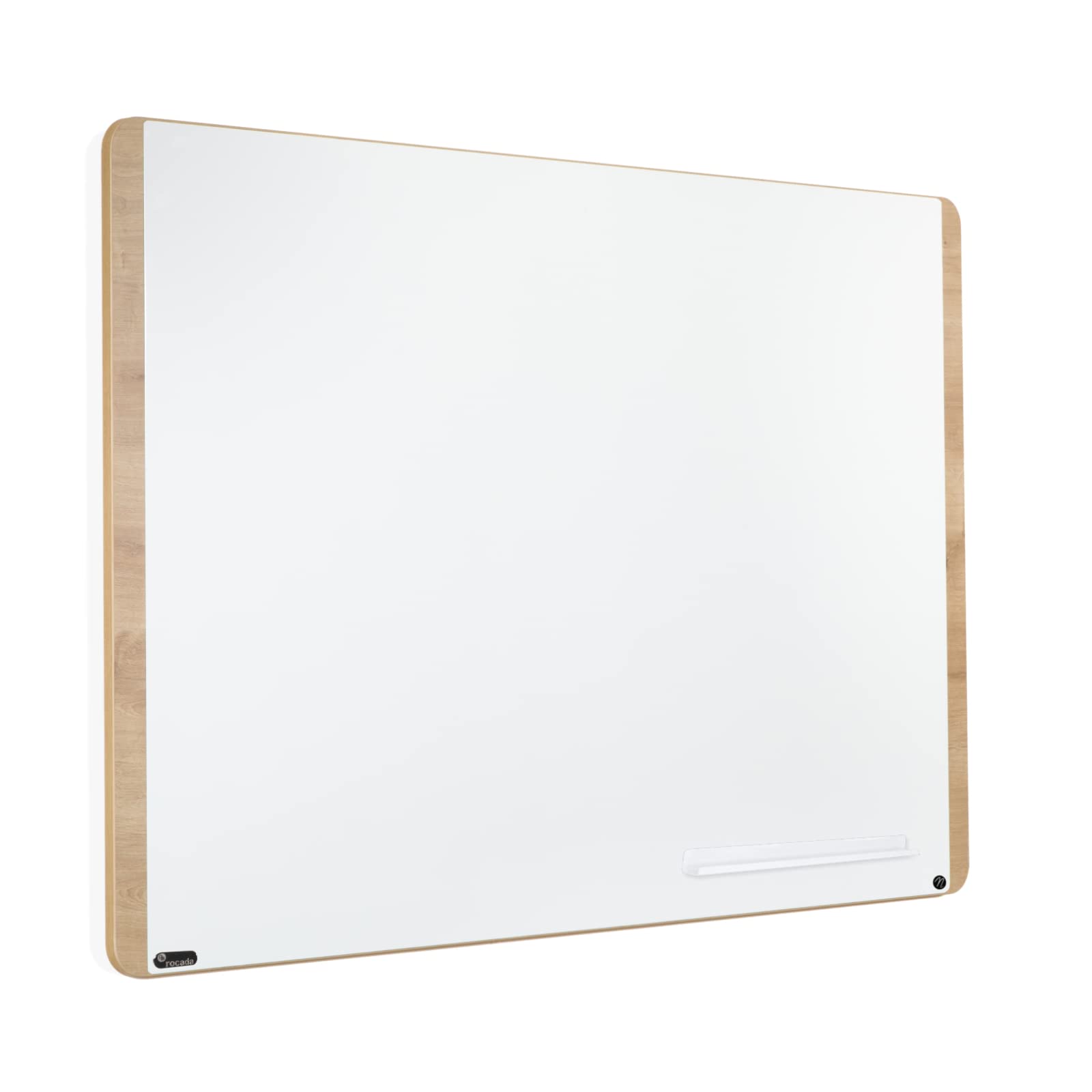 Rocada | Pizarra Blanca Magnética Natural - Marco de Madera - Borrado en Seco - Bandeja para Rotuladores - 75 x 115 cm