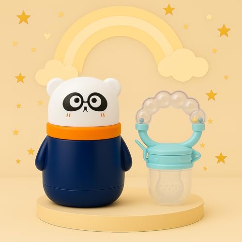 Image of Baby Skin Care Powder Talcum Puff Case Cum Container Box With Fruit Feeder Nibbler Teether For Babies /Kids /Toddler /New Born BPA Free (PATTERN 40)