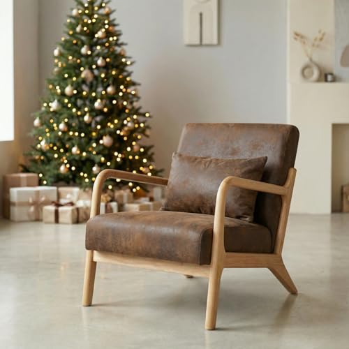 MNGLIRC Modern Accent Chair, Cotton Linen Fabric Upholstered Lounge Armchair