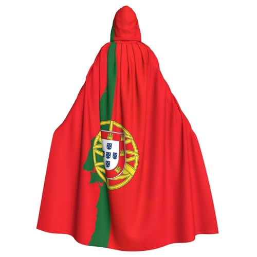 Cxzmnba Cape à capuche avec drapeau du Portugal avec pays unisexe pour cosplay, Halloween, robe d'uniforme pleine longueur