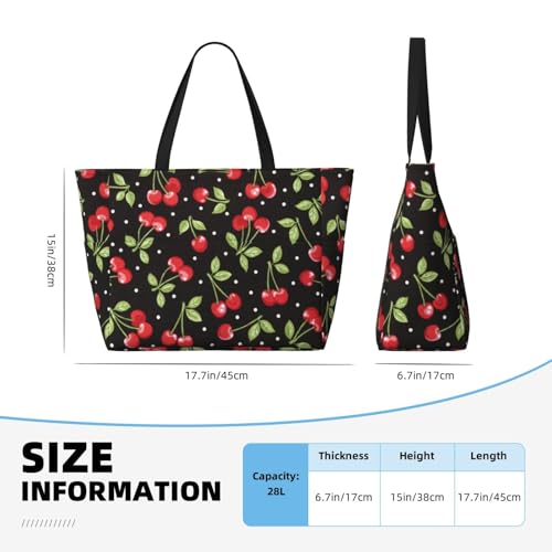 Sweet Red Cherry Print Beach Pool Bags Tote For Women Ladies Large Gym Tote Carry On Bag For Weekender Travel Waterproof4
