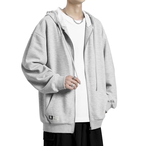 [Fasshonrida] ジップパーカー メンズ ジップアップ トレーナー 人気 秋服 鹿の子 ニット ぱーかー 薄手 軽量 フルジップ スウェットシャツ 男女兼用 フード付き とれーなー 吸水速乾 ストレッチ スエット ドライ カノコ 長袖 トップス カジュアル ライトアウター オシャレ 上着 羽織り かっこいい服 フーディー 春 秋 moku gray XLの商品画像（Amazon）