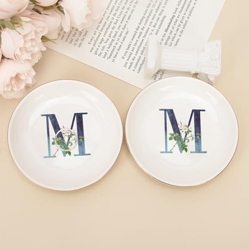 Plat à bijoux pour collier et boucles d'oreilles avec monogramme M