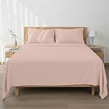 Etrexonline Conjunto de Sábanas 4 Piezas Cama 150 cm - Microfibra Ultra Suave Incluye 1 Bajera 150x200+30 cm, 1 Encimera 230x270 cm, y 2 Fundas de Almohadas 50x75 cm - Color Rosa Claro