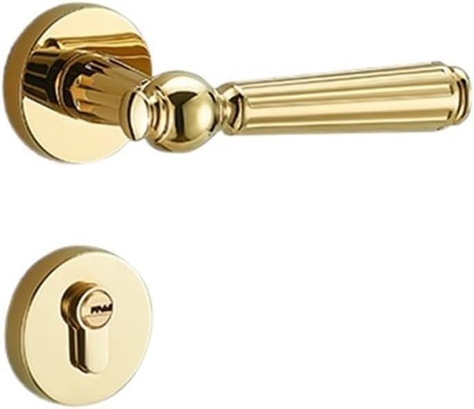 Door Lock Indoor Silent Lock Golden French Wooden Door Light Luxury Door Handle Bedroom Home Door Magnetic Split Lock(A PVDGolden 7255 Magnetic)