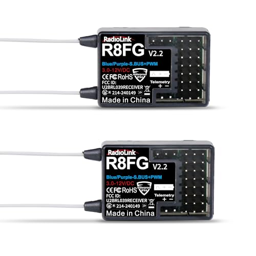 Radiolink R8FG V2.2 8 Channels Gyro Receiver 2pcs, 2.4GHz 600m Long Range Control Voltage Telemetry, Water-Splash RX for RC Remote Controller RC8X/RC6GS V3/RC4GS V3 RC Crawler Car Boat&hellip;