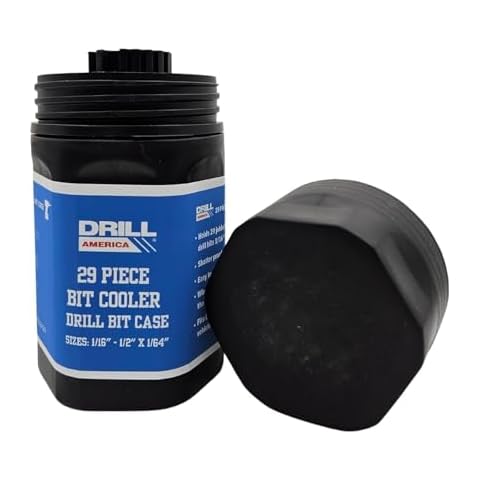 Drill America Empty Drill Bit Index/Case, Holds 29 Sizes, Round Plastic Bit Cooler, 1/16-1/2 by 64ths Cover