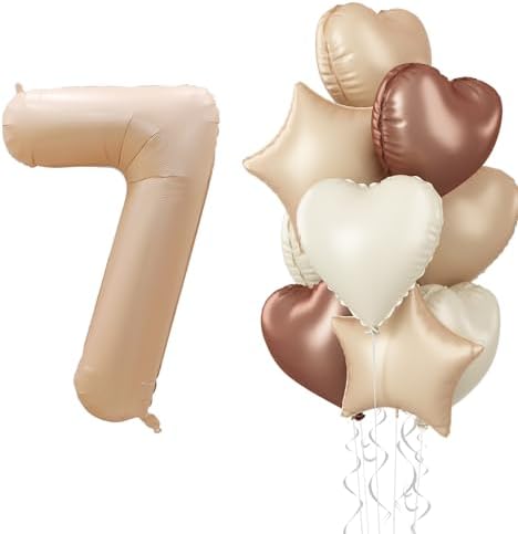Nude 18 Balloons Decor for Girls, Beige Apricot Brown Tan Heart Balloon, Sand White 18 Balloon Boho Decor, Neutral Cream Foil Star Balloon for Kids 18th Birthday Wedding Anniversary Party Decoration
