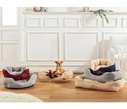 Dehner Lieblinge Hundebett und Katzenbett Sammy, ca. 61 x 48 x 18 cm, Polyester, beige