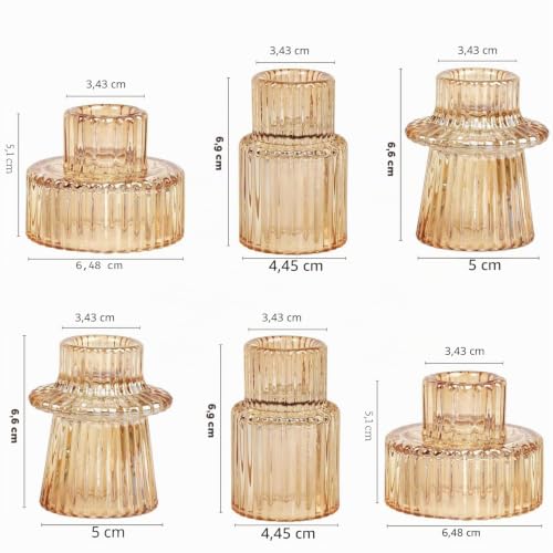 Cnwinu Lot de 6 Photophores en Verre, Photophore Transparent 2-en-1, Porte-Bougies pour Bougies de Table, Petit Porte-Bougie pour Bougie de Table pour Décoration de Mariage, Table à Manger, Fête, Noël – vue 7
