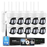 XMARTO 10X Zoom WiFi6 Security Camera System Wireless Outdoor/Indoor, 10CH 4K NVR with 10X 6MP HD Dual Lens Cameras with Auto Tracking, 1TB HDD (Plug-in 24/7 Surveillance, Long Range WiFi)