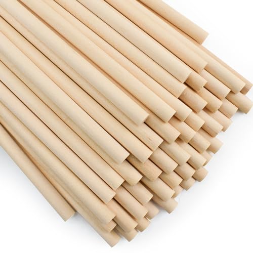 Enkrio 木製スティック 丸 木の棒 長さ15cm 直径6mm 50本セット 木ダボ 円柱 丸棒材 未塗装 木材 バーチ クラフトスティック ホビー用 DIY 手作り 工芸アクセサリー モデル作り (50, 長さ15cm * 直径6mm)