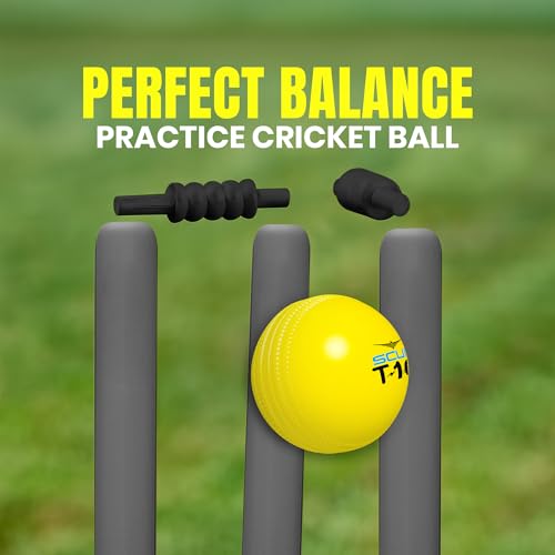 Image of SCUD T10 PVC Wind Ball for Practice | Indoor & Outdoor Soft Training Cricket Ball for Coaching & Daily Practice | Lightweight 80-85 g Durable PVC Construction (Pack of 3pc Balls, Neon Yellow)